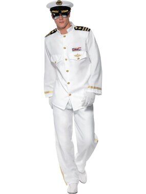 Deluxe Men's Captain Costume - Nautical Outfit for Parties & Halloween
